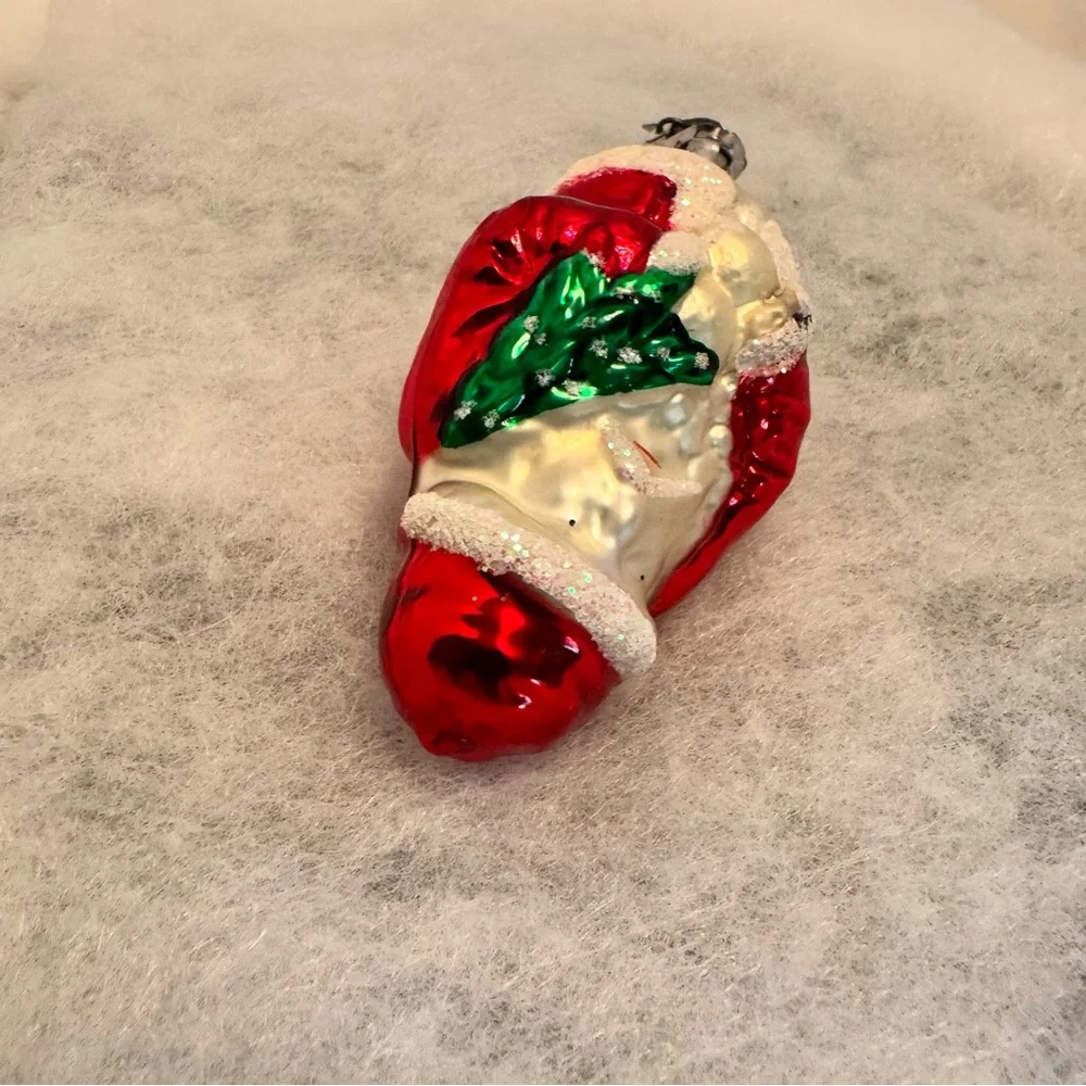 Vintage Hand Blown Red Mercury Glass Santa Claus Clip On Christmas Tree Ornament